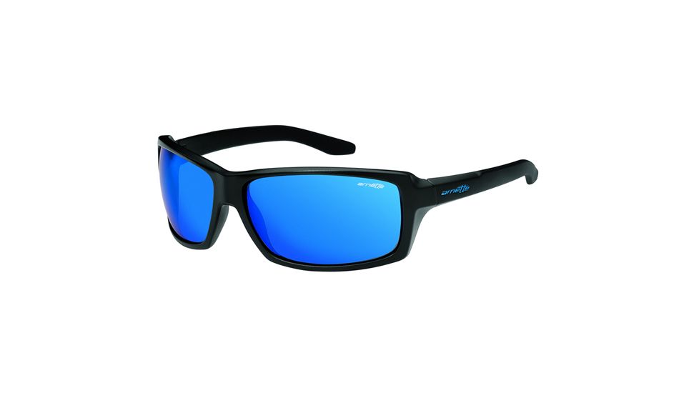 Arnette Chop Shop Sunglasses - Matte Black Frame and Blue Mirror Lens AN4172-03