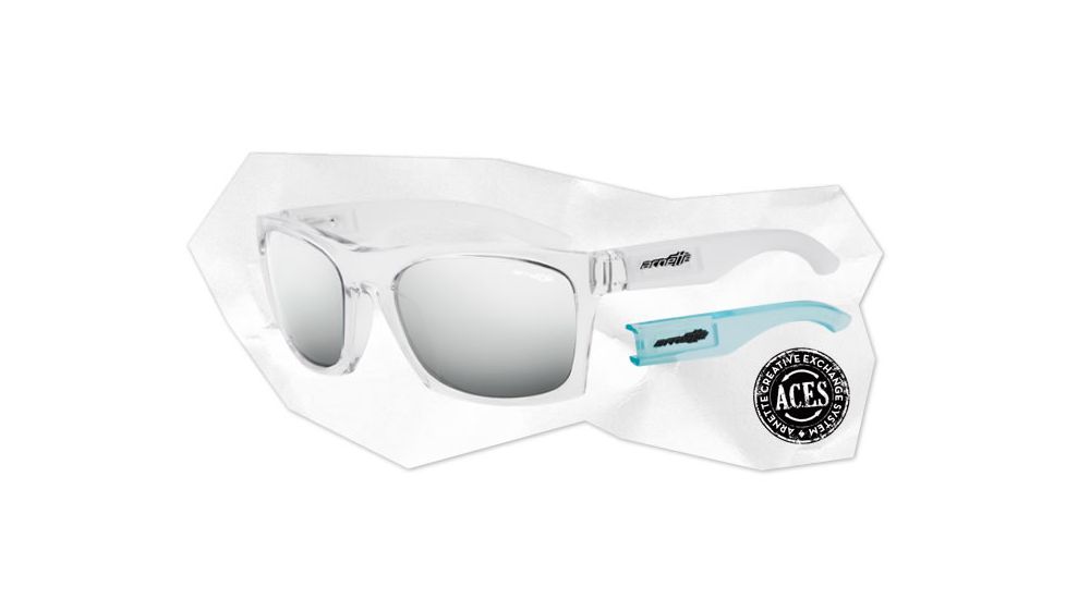 Arnette Dibs Sunglasses - Gloss Clear w/ Extra Arms-Matte Aqua Frame and Chrome Mirror Lens AN4169-05