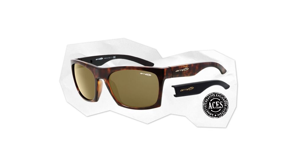 Arnette Dibs Sunglasses - Havana w/ Extra Arms-Gloss Black Frame and Brown Lens AN4169-06