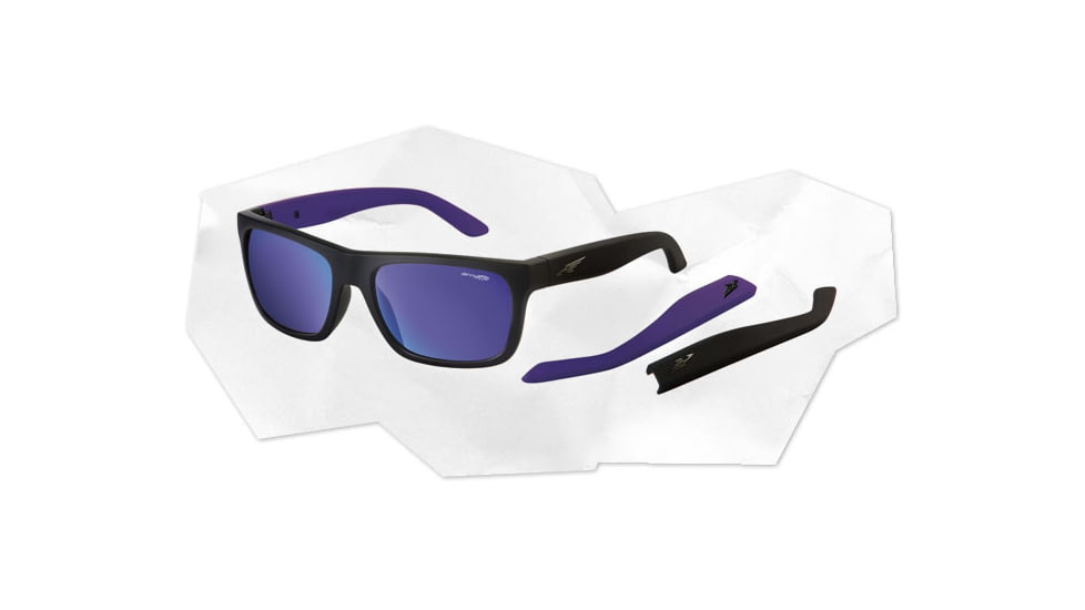 Arnette Dropout Sunglasses - Fuzzy Black and Fuzzy Violet/Fuzzy Black Frame and Purple Mirror Lens AN4176-06