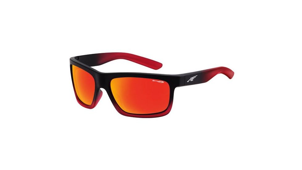 Arnette Easy Money Single Vision Prescription Sunglasses, Black Fade/Cherry Frame, Red Mirror Lens-AN4190-07SV
