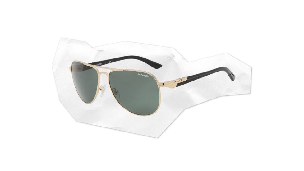 Arnette One Time Sunglasses - Gold w/ Black temple Frame and Grey/Green Lens AN3061-01