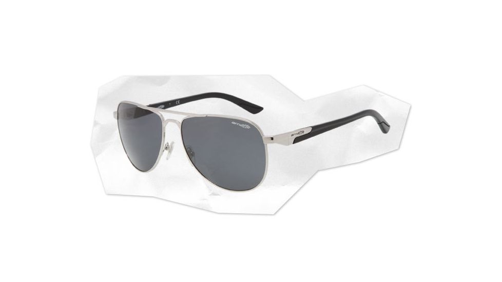 Arnette One Time Sunglasses - Silver w/ Black Temple Frame and Grey  Lens AN3061-03