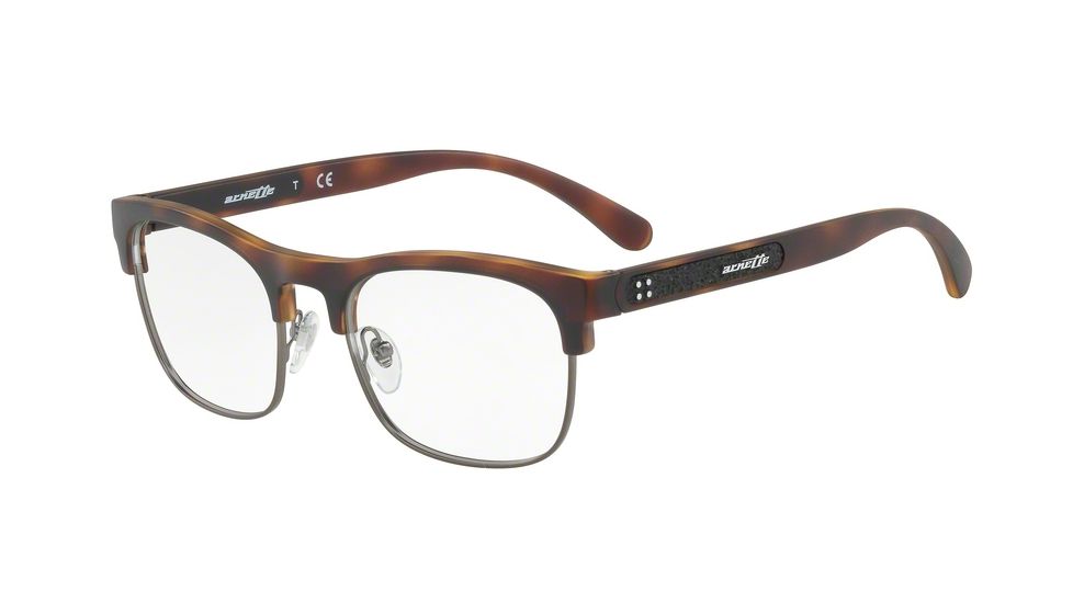 Arnette RIPON AN7131 Single Vision Prescription Eyeglasses, 52mm, Matte Havana/matte Gunmetal, AN7131-2375-52-SV