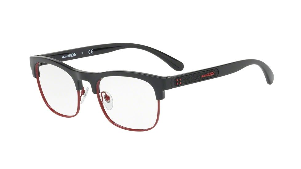 Arnette RIPON AN7131 Single Vision Prescription Eyeglasses, 52mm, Black/pastel Red, AN7131-41-52-SV