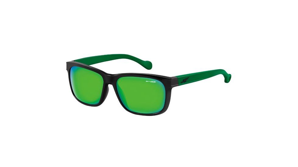 Arnette Slacker Progressive Prescription Sunglasses, Gloss Black/Green Frame, Citrus Chrome Lens-AN4196-02PR