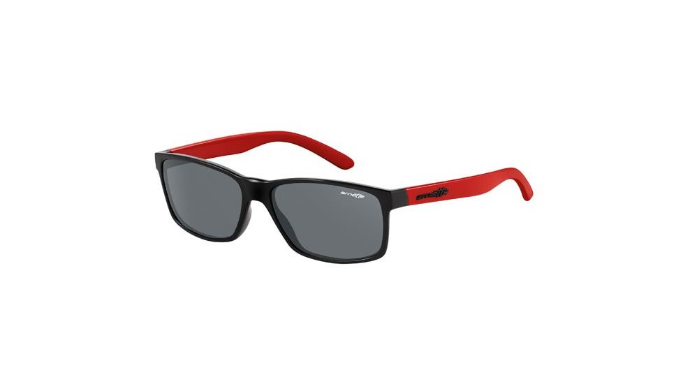 Arnette Slickster Progressive Prescription Sunglasses, Gloss Black/Red Frame, Grey Lens-AN4185-08PR