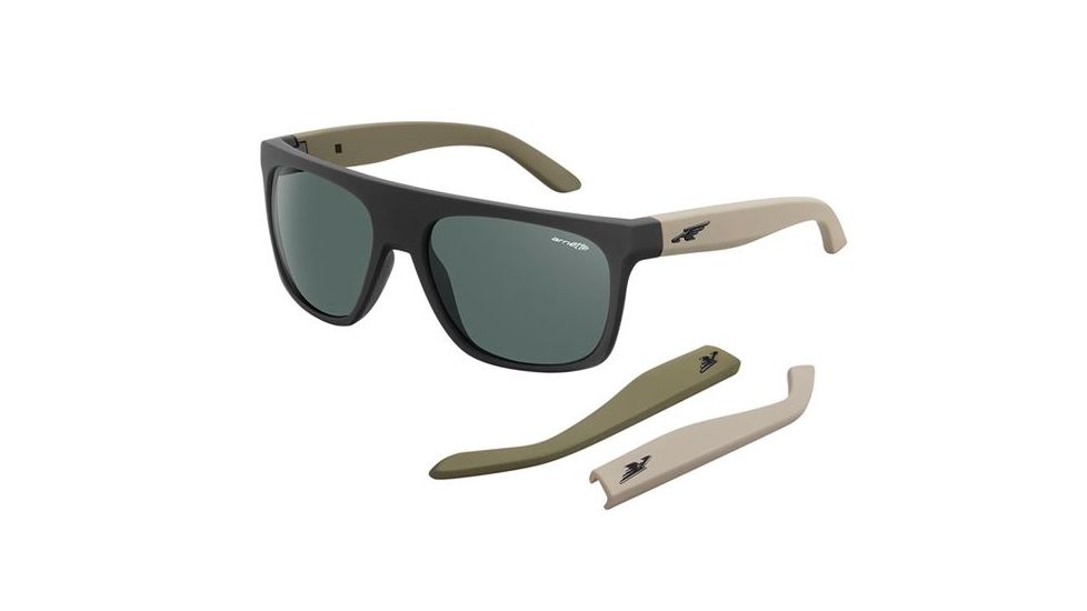 Arnette Squaresville Bifocal Prescription Sunglasses, Fuzzy Black/Olive/Khaki Frame, Grey/Green Lens-AN4184-05BI