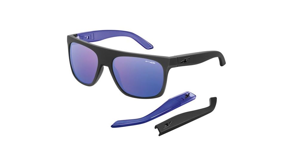 Arnette Squaresville Bifocal Prescription Sunglasses, Fuzzy Black/Translucent Purple Frame, Purple Mirror Lens-AN4184-04BI