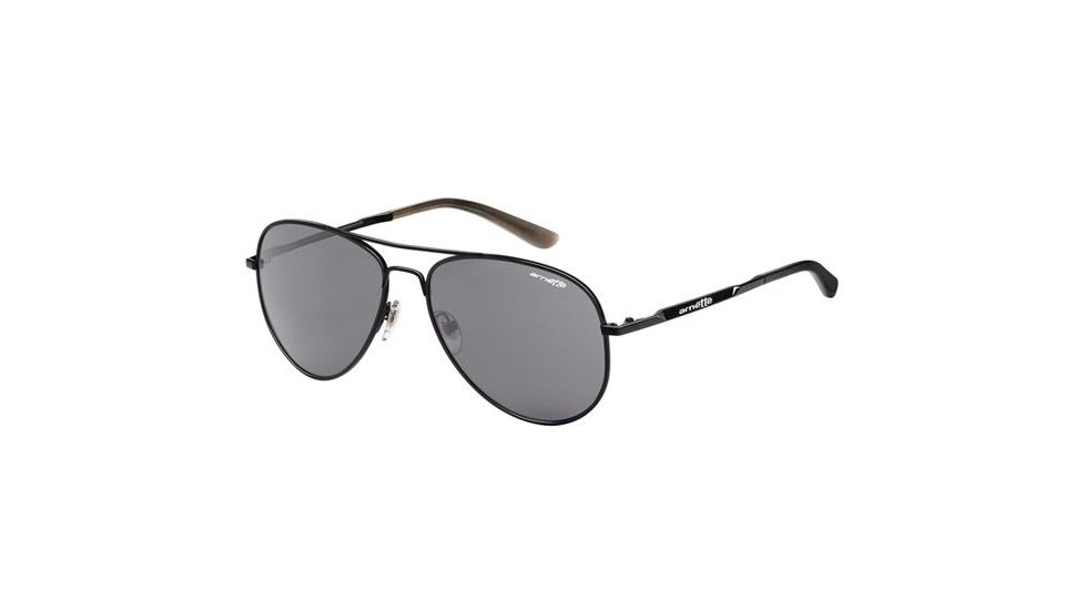 Arnette Trooper Single Vision Prescription Sunglasses, Gloss Black Frame, Grey Lens-AN3065-03SV