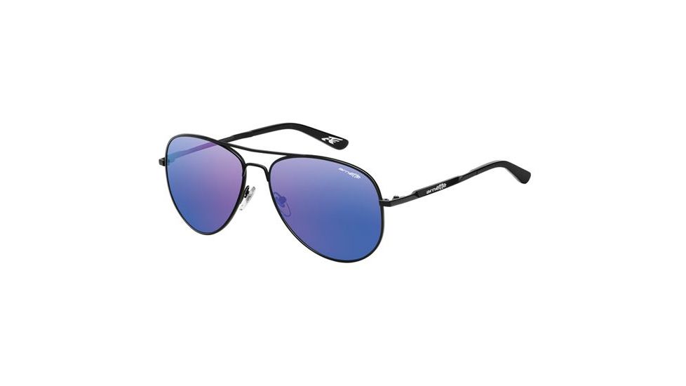 Arnette Trooper Single Vision Prescription Sunglasses, Matte Black Frame, Purple Mirror Lens-AN3065-01SV