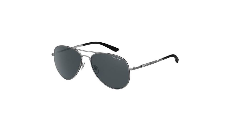 Arnette Trooper Single Vision Prescription Sunglasses, Satin Silver Frame, Polarized Grey Lens, Polarized-AN3065-06SV