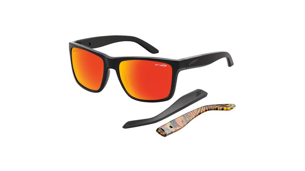 Arnette Witch Doctor Bifocal Prescription Sunglasses, Gloss Black/Orange Frame, Red Mirror Lens-AN4177-17BI