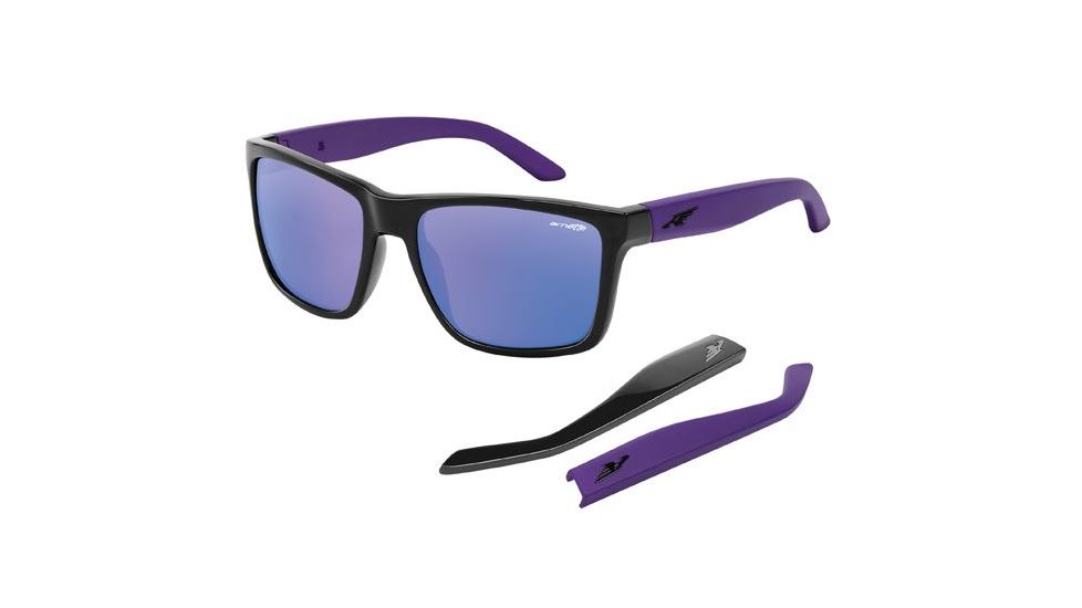 Arnette Witch Doctor Bifocal Prescription Sunglasses, Gloss Black/Purple Frame, Purple Mirror Lens-AN4177-08BI
