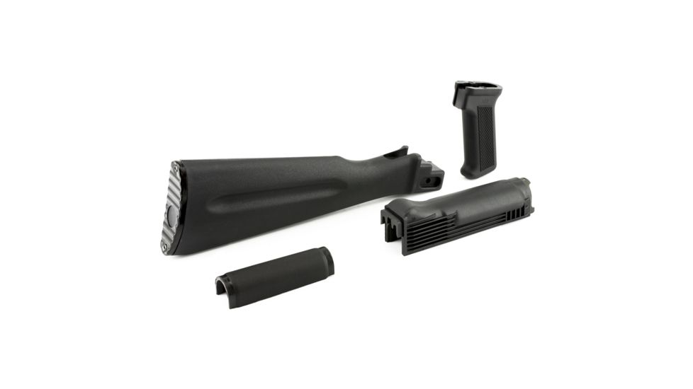 Arsenal Inc 1.25 Inch Extension on Butt Stock Stock 4-Piece Set w/ Butt Stock/Upper and Lower Handguard/Pistol Grip, Black, AISAKBSL
