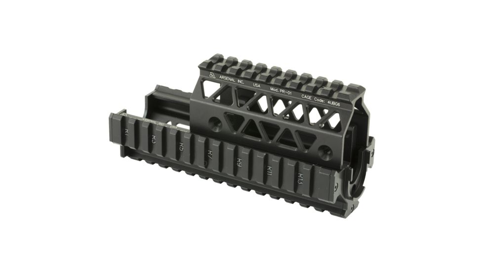 Arsenal Inc Precision Picatinny Quad Rail Handguard System w/ 14 Rails On Bottom and Sides and 9 Rails on Top, Black, AIPR-01