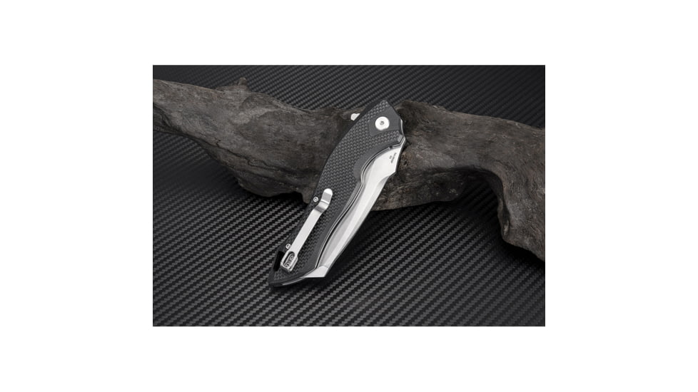 Artisan Cutlery Eagle Linerlock Folding Knife, 5in Closed, 3.63in Stonewash D2 Tool Steel Curved Blade, Black G10 Handle, Pocket Clip, 1816P-BKF