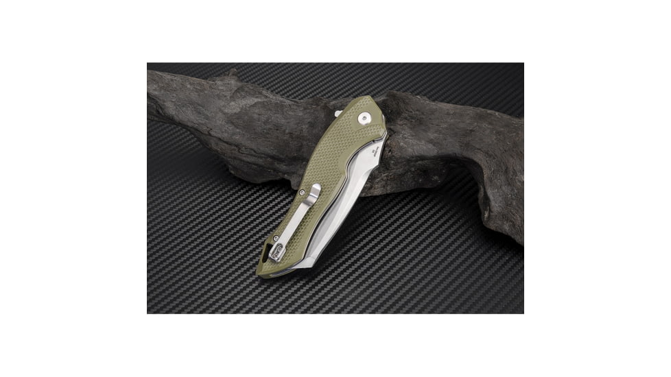 Artisan Cutlery Eagle Linerlock Folding Knife, 5in Closed, 3.63in Stonewash D2 Tool Steel Curved Blade, Green G10 Handle, Pocket Clip, 1816P-GNF