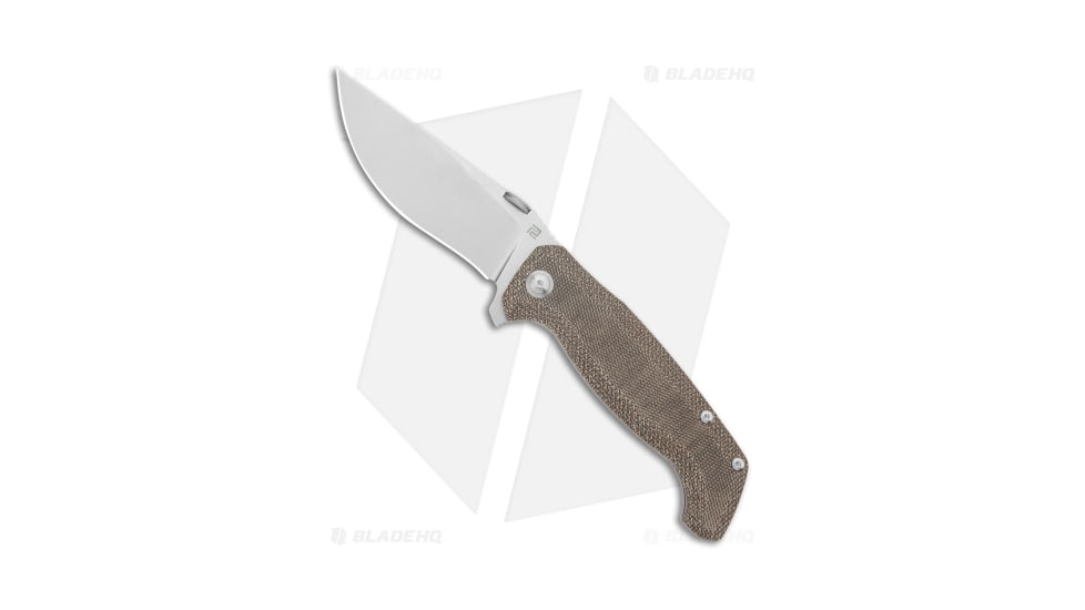 Artisan Cutlery Kami Folding Knife, 3.78in, CPM S35VN Stainless Steel, Drop Point Blade, Micarta OD Green Handle, Steel/OD Green, 8.43in, BHQ-203105