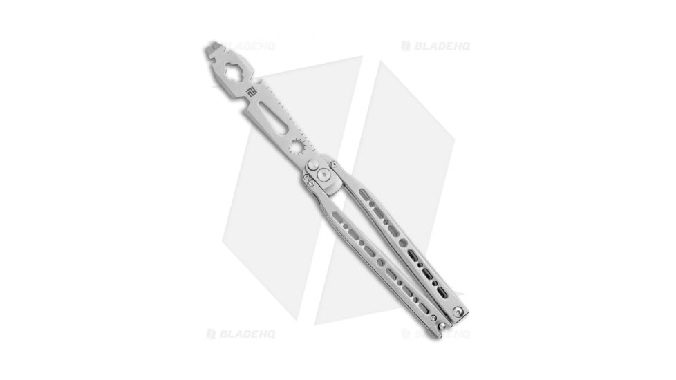 Artisan Cutlery Kinetic-Tool Automatic Butterfly Knife, 4.00in, Stainless Steel, Spear Point Blade, Steel Gray Handle, Steel/Gray, 9.625in, BHQ-112057