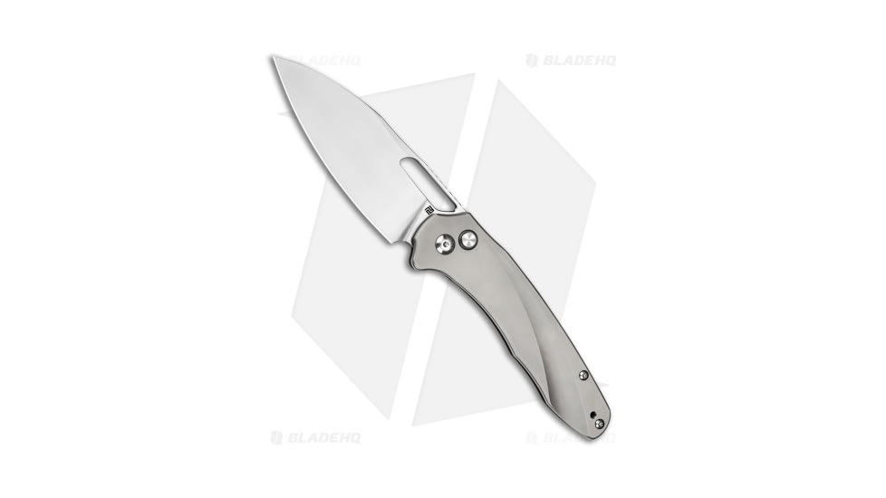 Artisan Cutlery Ornis Folding Knife, 3.52in, CPM-S90V, Drop Point Blade, Titanium Gray Handle, Steel/Gray, 8.01in, BHQ-201639