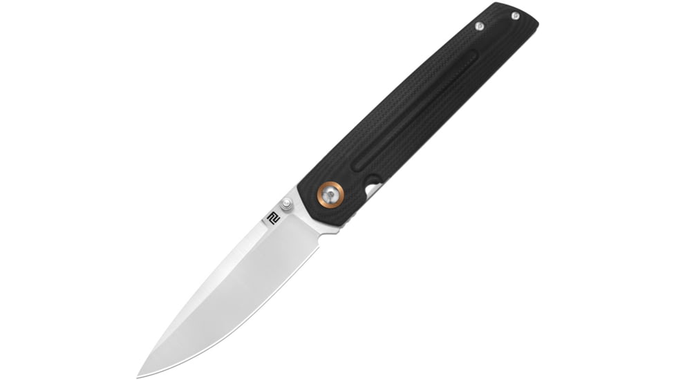 Artisan Cutlery Sirius Folding Knife by Ray Laconico, 4.5in Closed, 3.5in, AR-RPM9, Satin Drop Point Blade, Black G10 Handle, 1849P-BK