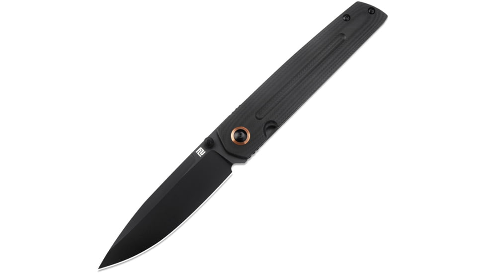 Artisan Cutlery Sirius Folding Knife by Ray Laconico, 4.5in Closed, 3.5in, AR-RPM9, Black PVD Coated Drop Point Blade, Black G10 Handle, 1849P-BBK