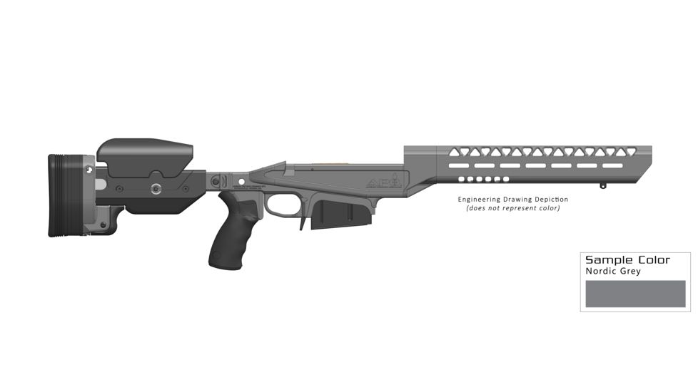 Ashbury Precision Ordnance SABER Alloy SuperSport MOD-0 Series Rifle Chassis, RLA-A1A, Remington 700 Long Action, Right Hand, 5-Round Magazine, Nordic Grey 060-03V-0010-00 NGY