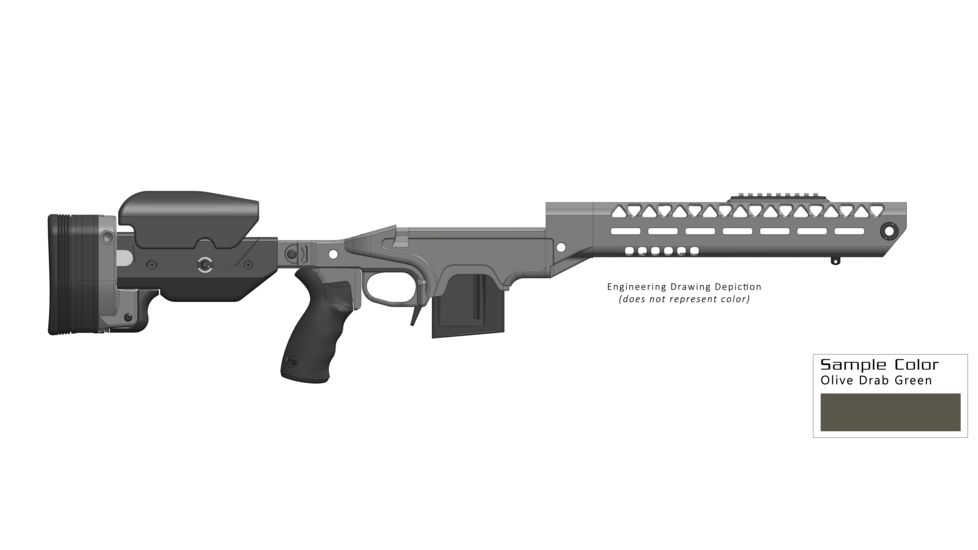 Ashbury Precision Ordnance SABER Alloy SuperSport MOD-0 Series Rifle Chassis, RSA-A3, Remington 700 Short Action, Right Hand, 10-Round Magazine, OD Green 060-03V-0007-00 ODG