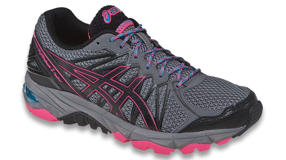 Asics Gel-FujiTrabuco 3 Trail Running Shoe - Womens-Titanium/Black/Magenta-Medium-6 US