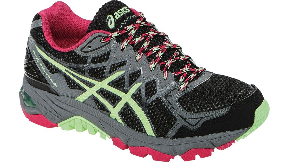 Asics Gel-FujiTrabuco 4 Trail Running Shoe - Womens-Black/Pistachio/Raspberry-Medium-10 US