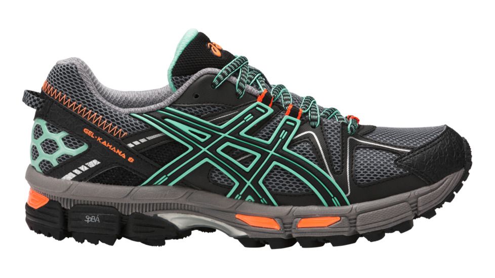 Asics Gel-Kahana 8 Trail Running Shoe - Women's-Black/Ice Green/Hot Orange-Medium-7.5