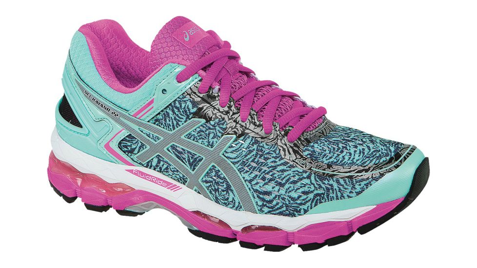 Asics Gel-Kayano 22 Lite-Show Road Running Shoe - Womens-Aqua/Silver/Pink-Medium-7.5 US