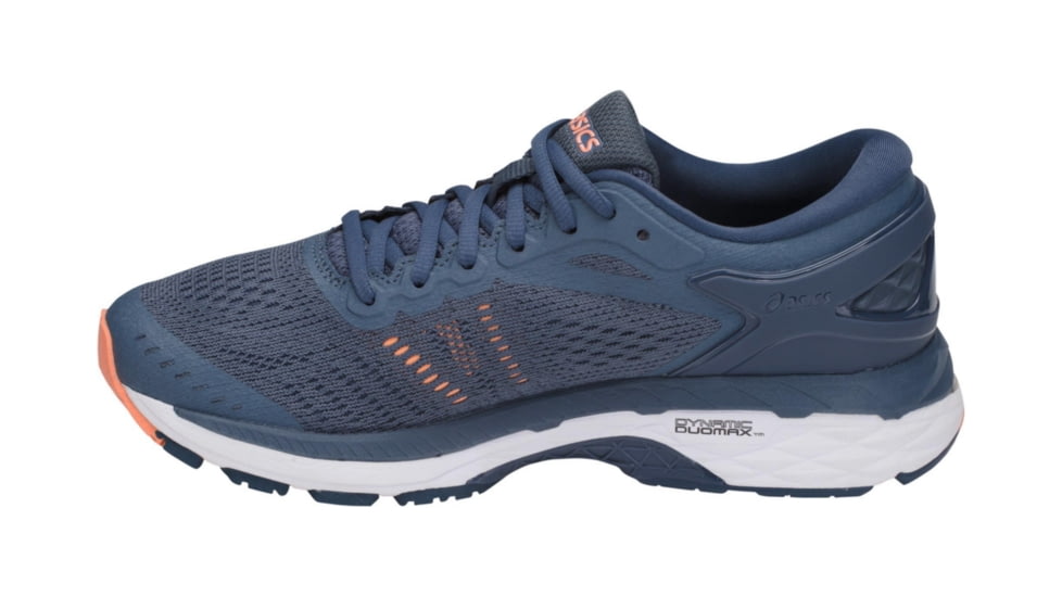 Asics GEL-Kayano 24 Road Running Shoes - Women's, Smoke Blue/Dark Blue/Canteloupe, Medium, 10 US T799N.5649-10
