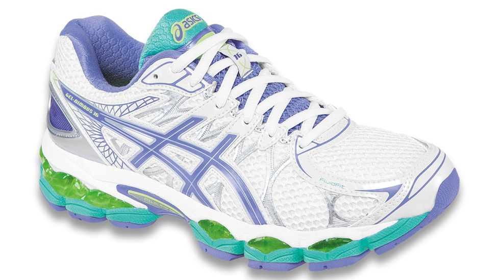 Asics Gel-Nimbus 16 Road Running Shoe - Women's-White/Periwinkle/Mint-Medium-6 US