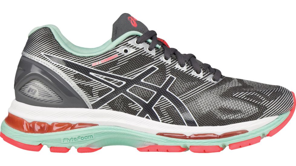 Asics Gel-Nimbus 19 Road Running Shoe - Women's-Carbon/White/Coral-Medium-7