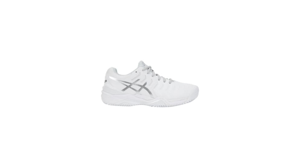 Asics GEL-Resolution 7 Clay Court Road Running Shoes - Womens, White/Silver, Medium, 6.5 US, E752Y.0193-6.5