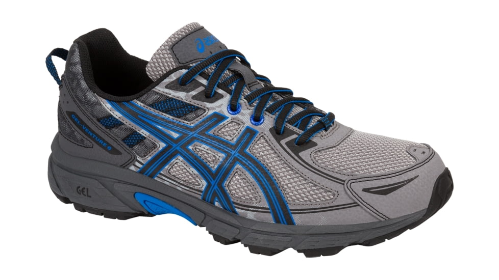 Asics GEL-Venture 6 Trail Running Shoes - Men's, Aluminum/Black/Directoire Blue, Extra Wide, 10 US T7G3N.9690-10
