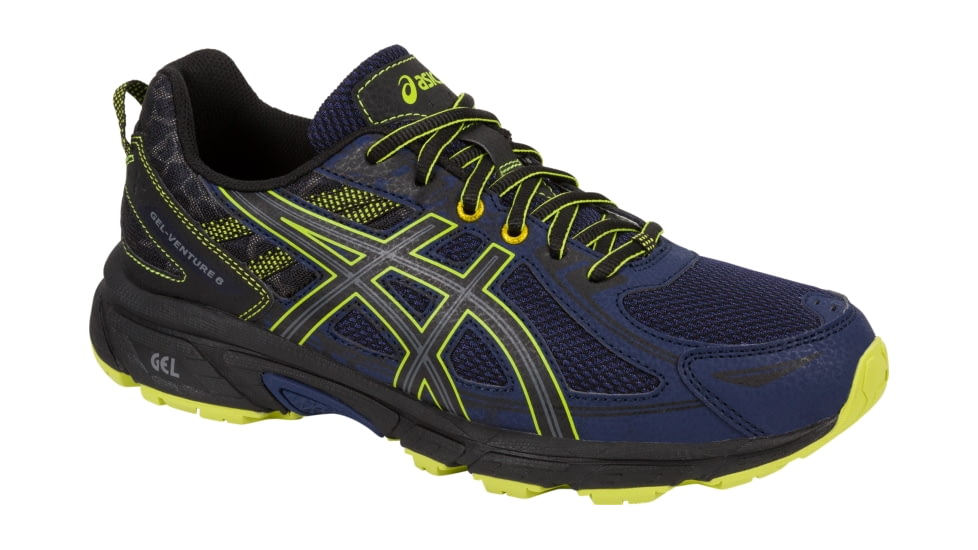 Asics GEL-Venture 6 Trail Running Shoes - Men's, Indigo Blue/Black/Energy Green, Extra Wide, 10 US T7G3N.4990-10