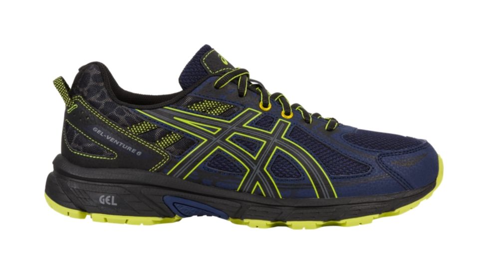 Asics GEL-Venture 6 Trail Running Shoes - Men's, Indigo Blue/Black/Energy Green, Medium, 10 US T7G1N.4990-10