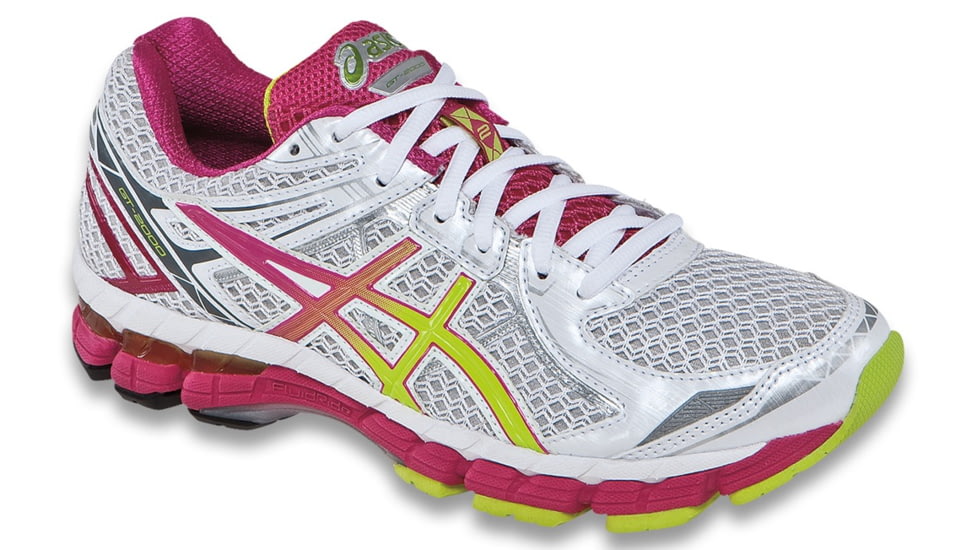 Asics GT-2000 2 Road Running Shoe - Women's-White/Lime/Raspberry-6 US