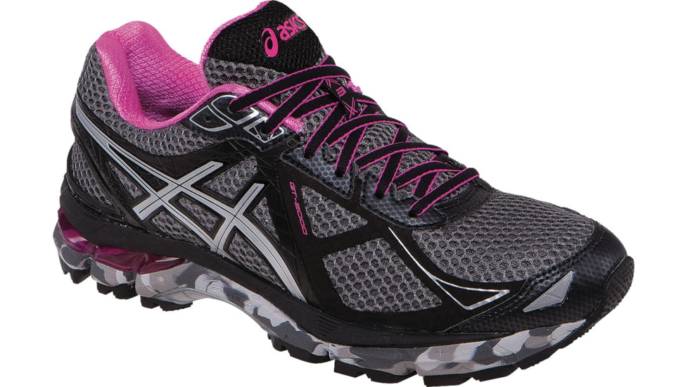 Asics GT-2000 3 Trail Running Shoe - Womens-Charcoal/Hot Pink-Medium-6 US
