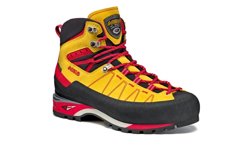 Asolo PIZ GV Mountaineering Shoe - Mens, Mimosa/Fire Red, 9.5, A01034 0056400095