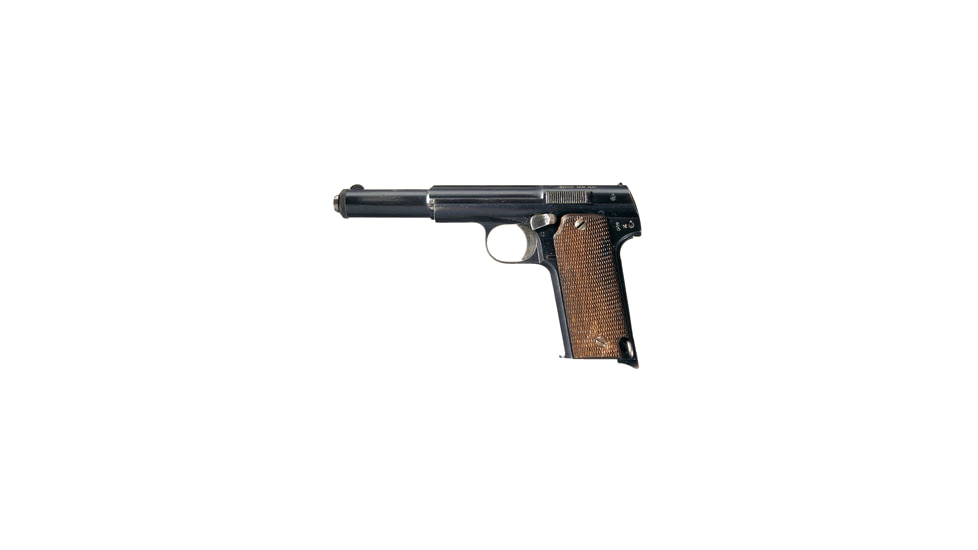 Astra Arms 400 Pistol, 9 mm Largo, 5.9in barrel, blued carbon steel frame, checkered wood grip, blowback operated semi-auto, fixed blade and notch, 8 round magazine, AS4009MMLARGO5.91FRRMPG