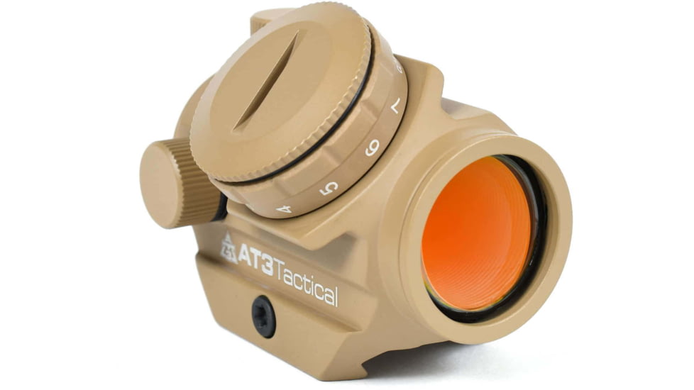 AT3 Tactical 1x23mm Micro Red Dot Reflex Sight, 2 MOA Red Dot, No Riser, Flat Dark Earth, No Riser, RD-50-0-FDE