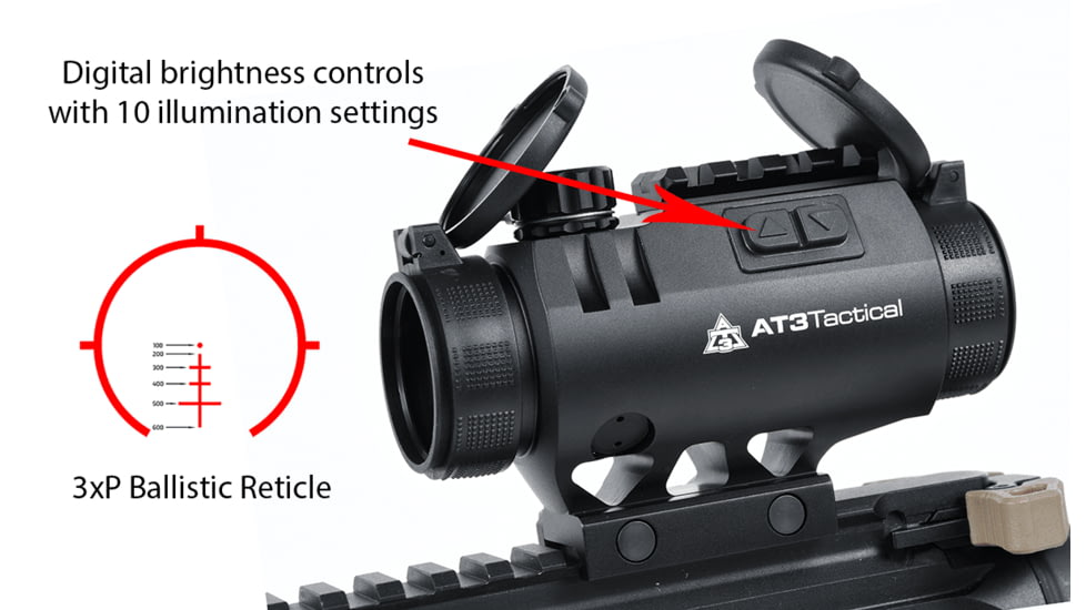 AT3 Tactical 3XP Prism Scope 3x Magnification with Illuminated BDC Reticle, AT3-3XP