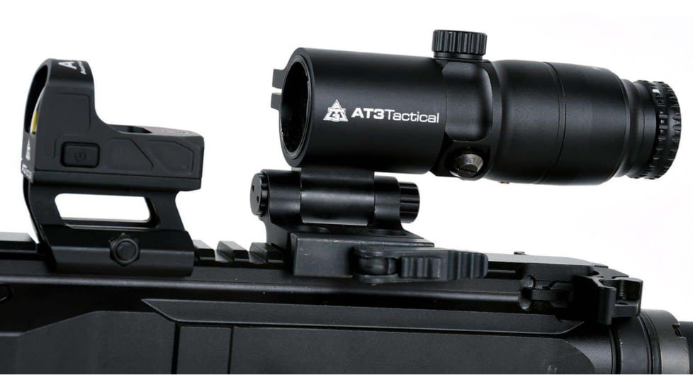 AT3 Tactical 4x Red Dot Magnifier with Flip-to-Side Mount, AT3-4XRDM