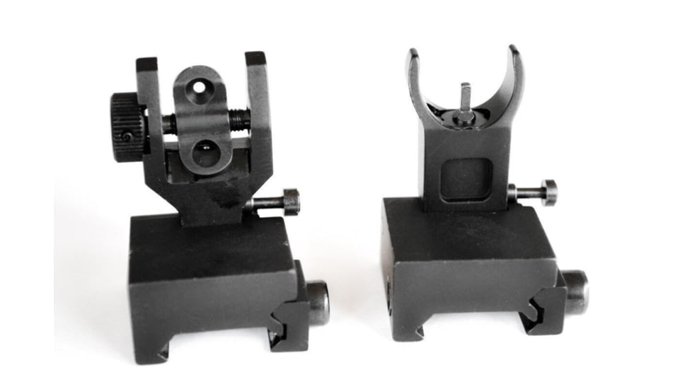 AT3 Tactical AR-15 Pro Series Flip-Up Backup Mounted Iron Sights w/ Front/Rear Set, Same Plane, IS-09, IS-09