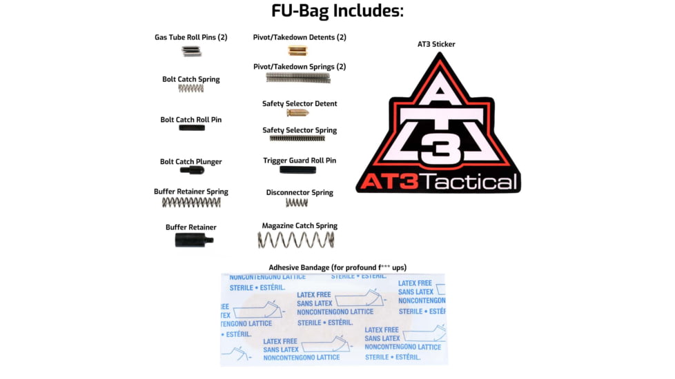 AT3 Tactical FU-BAG AR-15 Lost Parts Kit, Springs, Detents, Replacement Components, AT3-FU-BAG