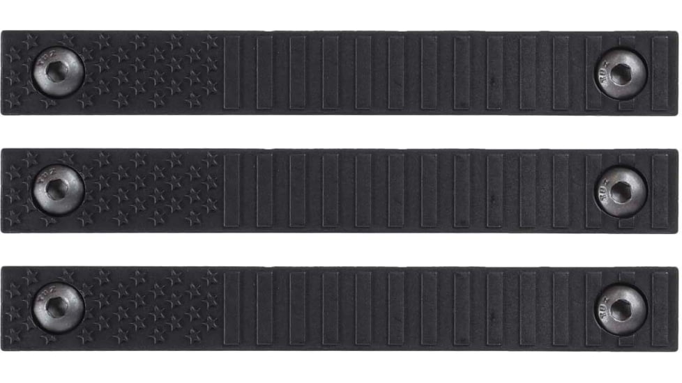 AT3 Tactical M-Lok Rail Cover, Polymer, Flag Design, Covers 3 Sections, Hardware, Black, 3-pack, 3-PK-AT3-MLC-FLAG-BLK